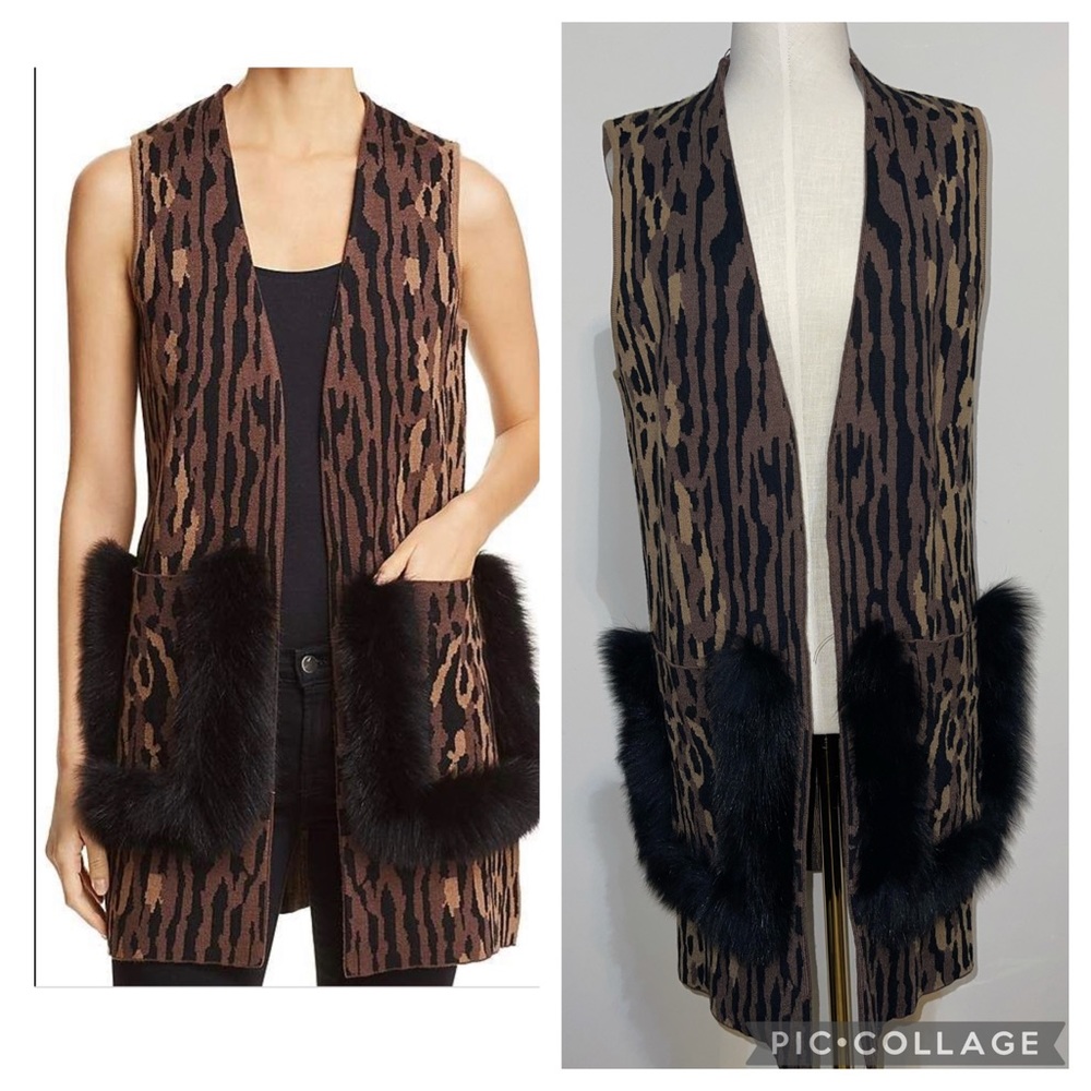 Kobi Halperin Ginnette Fur Trimmed Sweater Vest L